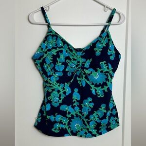 Land’s End Blue & Green Floral Print Size 12 Tankini